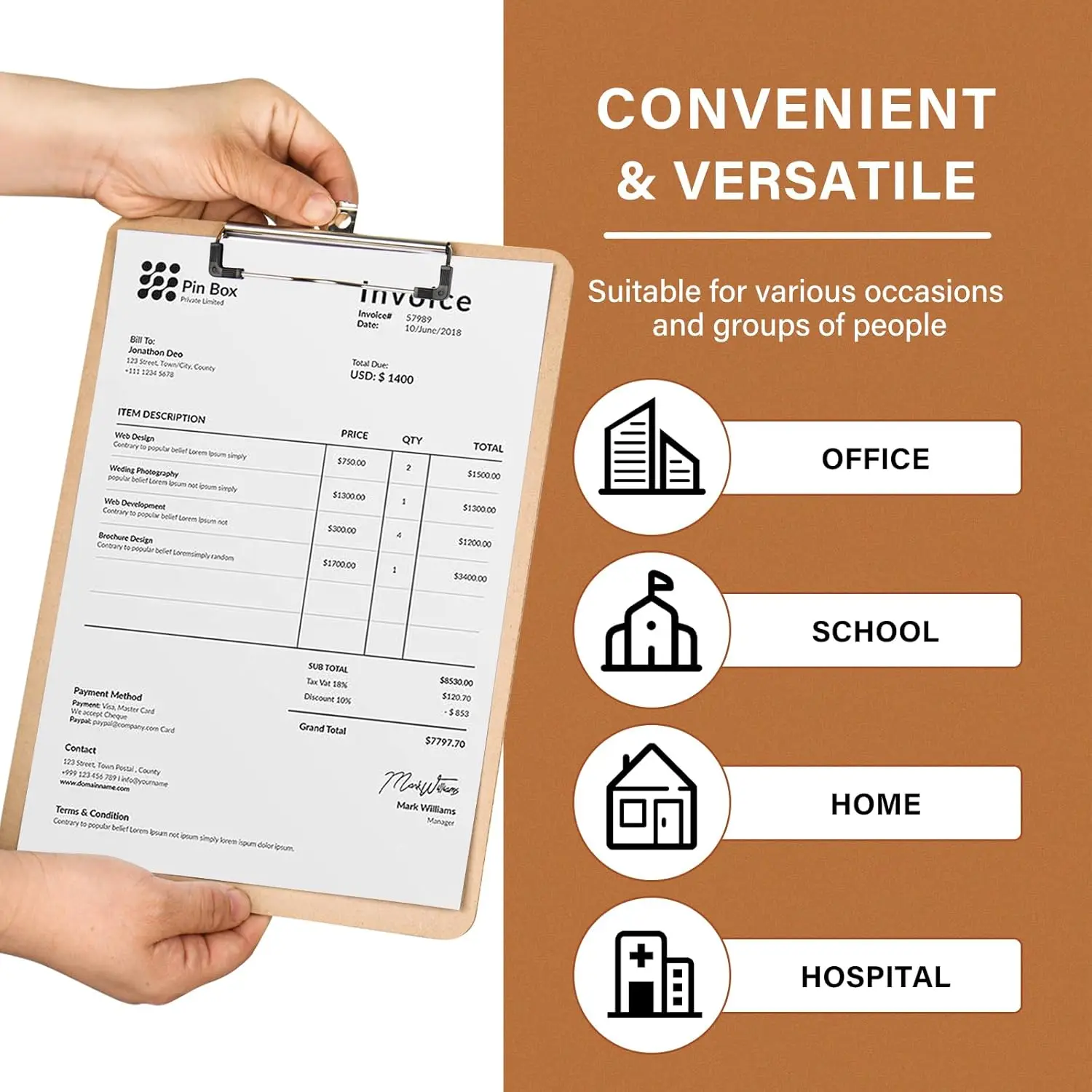 عبوتان من حافظة المكتب الصلبة، حافظة بحجم الحروف مع مشبك منخفض المستوى، مشبك كلاسيكي، حافظات خشبية مقاس 9 × 12.5 بوصة