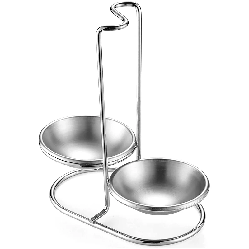 HITL 304 Stainless Steel Double Ladles Holder Vertical Spoon Rest Cooking Utensils Stand