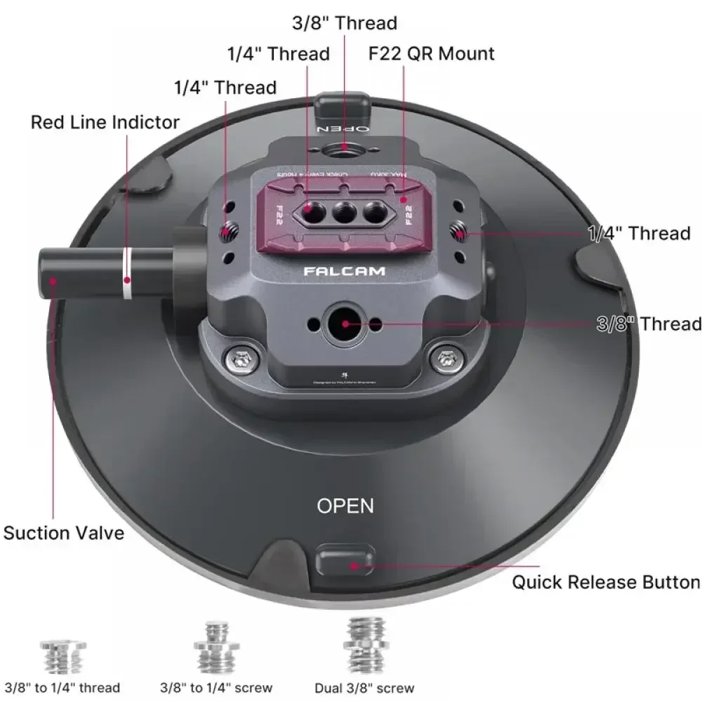 FALCAM F22 & F38 2567/2568/2822 كاميرا سريعة الإصدار شفط جبل حامل الكأس حامل قوس لكاميرا Gopro DSLR شفط كوب #4