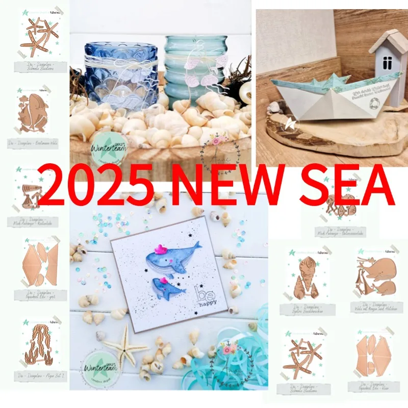 Sea Narrow Star Algeria sea snail Love Wale Bootsman Paper Boat Box Metal Cutting Die Stamp Stencil Photo Album Paper DIY Emboss