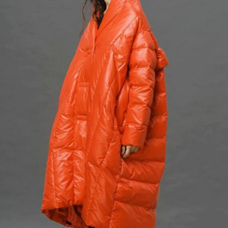 المرأة طويلة كيب أسفل سترة المتضخم فوق الركبة سترات منتفخة صورة ظلية رشاقته الدفء المتضخم أسفل معاطف سترات