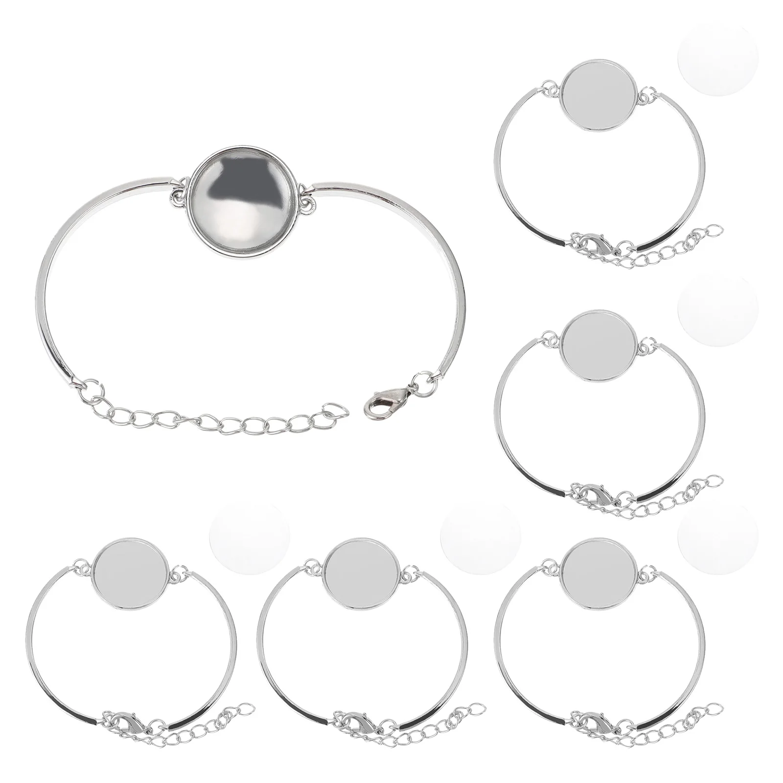 25pcs Lobster Clasp Bracelet Tray 20mm Round Alloy Vintage Gemstone DIY Jewelry Making Supplies Bracelet Blank Trays
