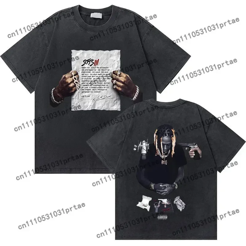 Washed Vintage Rapper Lil Durk Healing Tour T-shirt Men Women Hip Hop Fashion Oversized Tshirt Male Casual 100% Cotton T Shirts