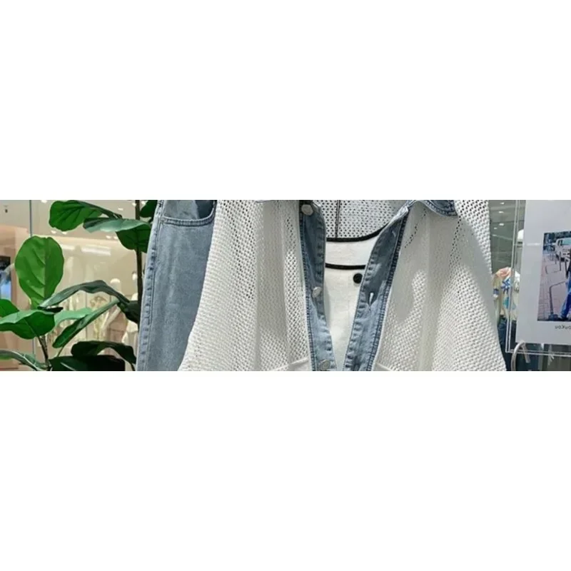 2025 ملابس الشارع النسائية معاطف الموضة الدنيم المرقعة الجوف التلبيب زر قميص بأكمام طويلة Y2k أبلى سترات فضفاضة غير رسمية #5