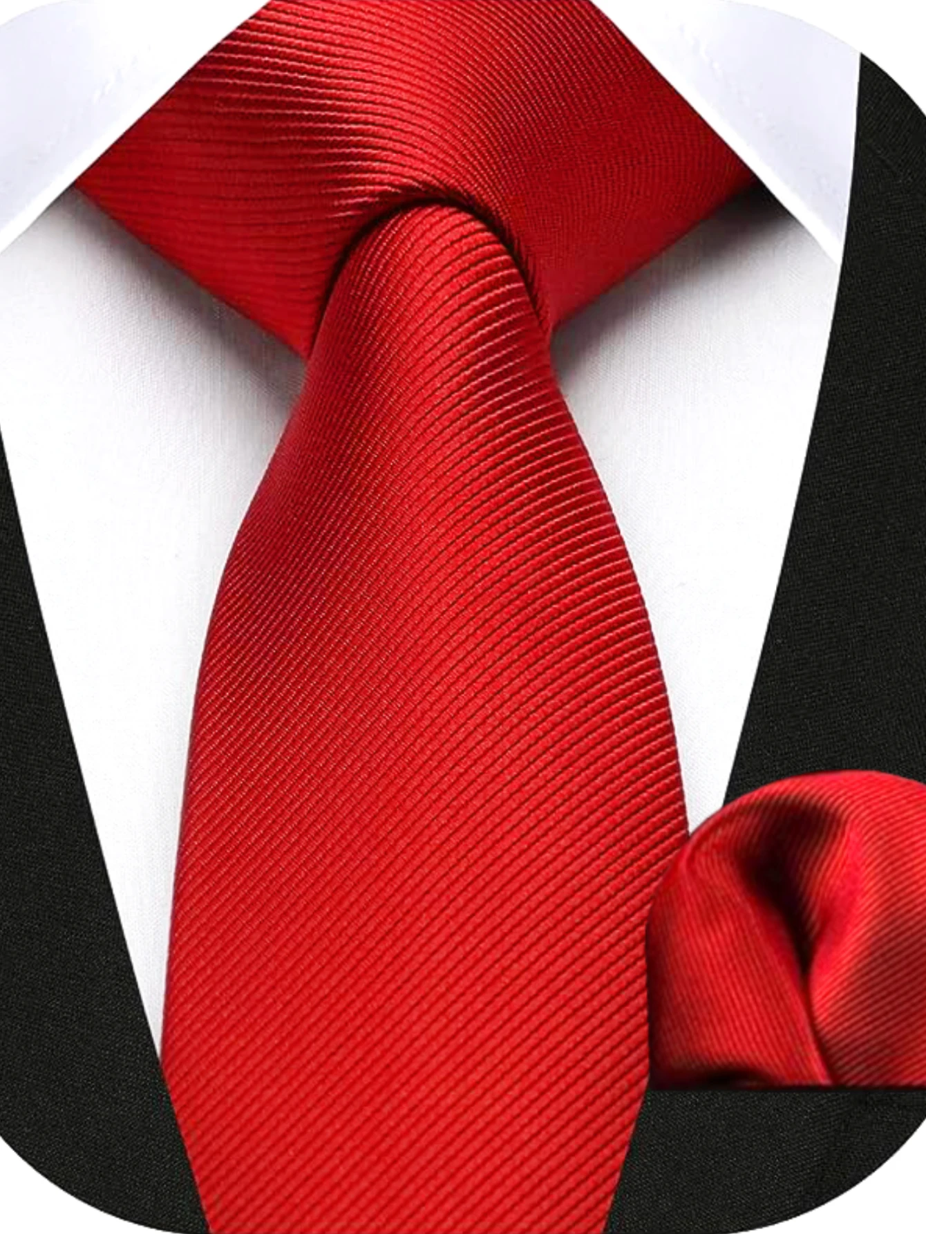 JEMYGINS Herren-Krawatte, schmal, einfarbig, 6 cm, Seidenkrawatte, Einstecktuch-Kombi-Set, geeignet für Herren, Geburtstagsgeschenke, Hochzeiten, Business – Detail 11