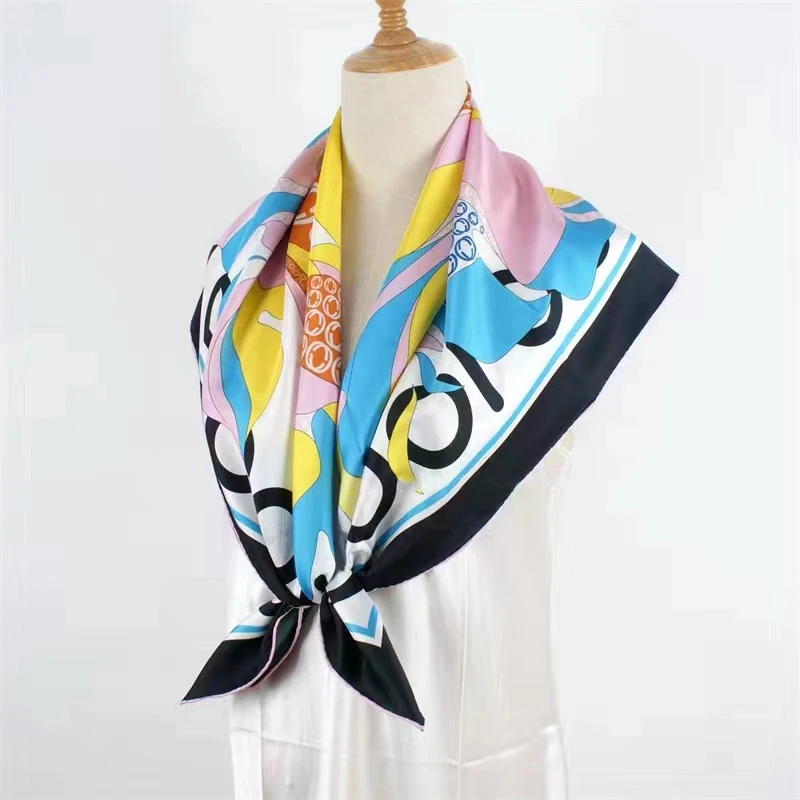 90 Silk Scarf 14mm 100% Real Silk Scarf Shawl Women Fashion Head Scarves Hijab for Hair Wrapping