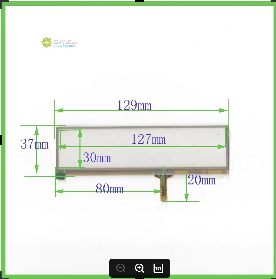 ZhiYuSun TM1252A01 4Wire Resistive TouchScreen Panel Digitizer glass 129mm*37mm for GPS car Industrial control general scree