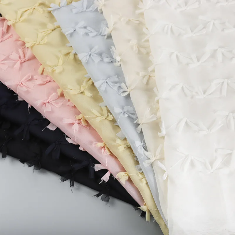 

New 3D bow chiffon fabric, used for dresses, women's wear, children's clothing, and packaging sewing fabric