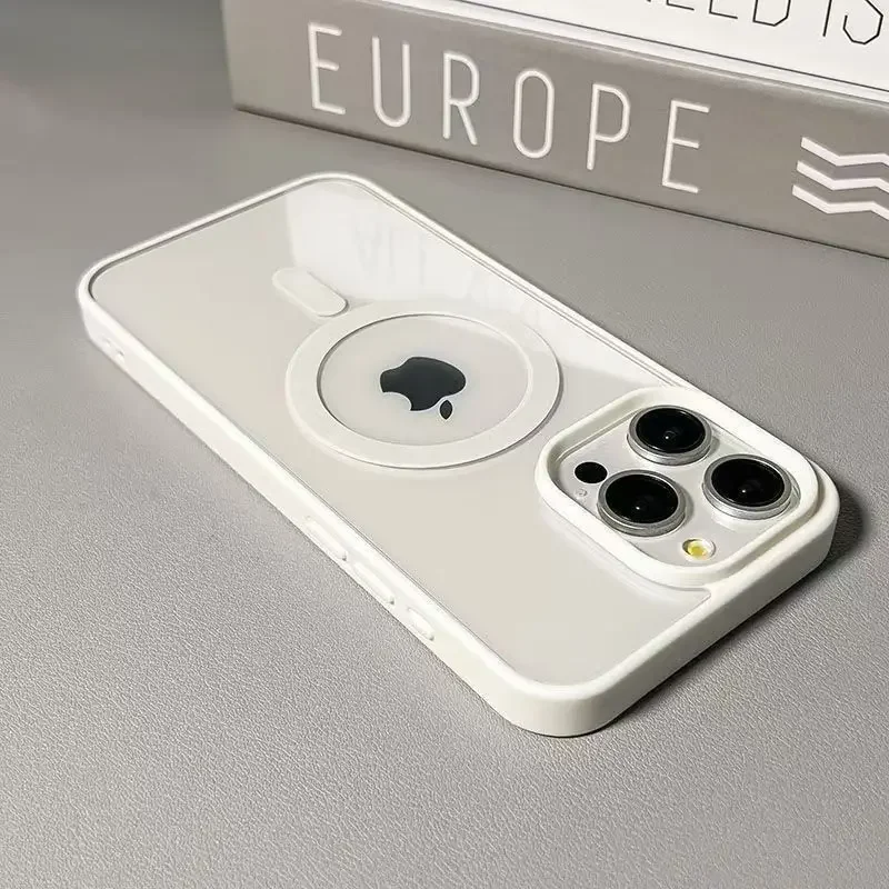 Funda de carga inalámbrica de lujo para iPhone 17 16 15 14 13 12 11 Pro Max 16 Plus 16e con borde magnético compatible con Magsafe 5