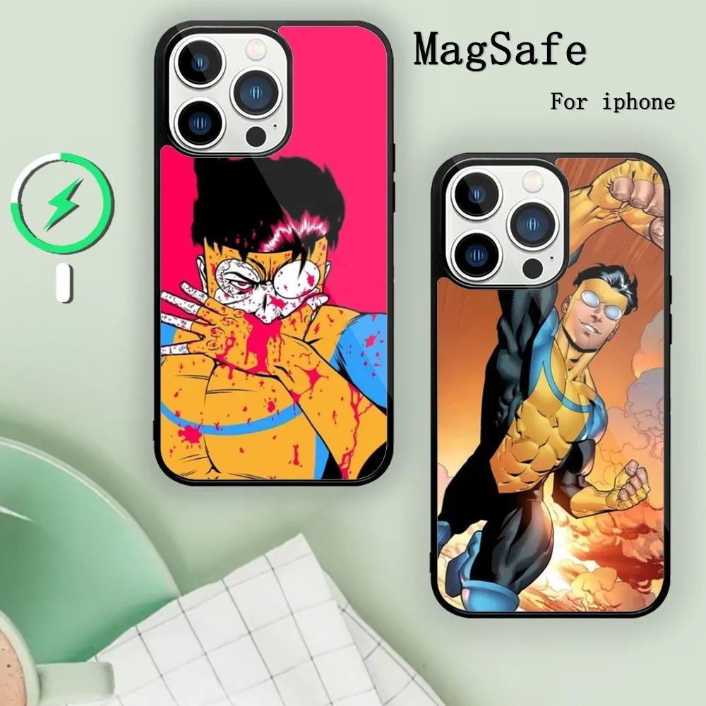 Invincible Cartoon Phone Case For Magnetic Attraction iPhone 11 12 13 14 15 Mini Pro XS Max X S Plus XR Shell