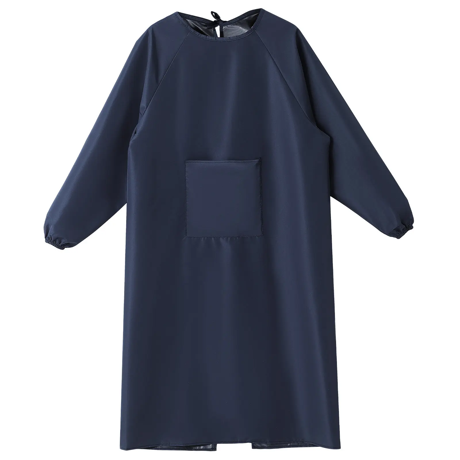 Waterproof Dark Blue Long Sleeves Apron Oilproof Backtofront Design Cooking Kitchen Cleaning Gardening Lab Work Dishwashing
