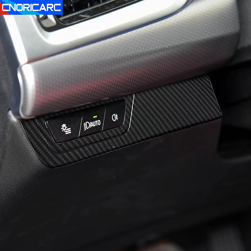 Estilo do carro interruptor de ajuste do farol quadro decoração para bmw x1 u11 2023 2024 lhd fibra carbono cor acessórios interiores