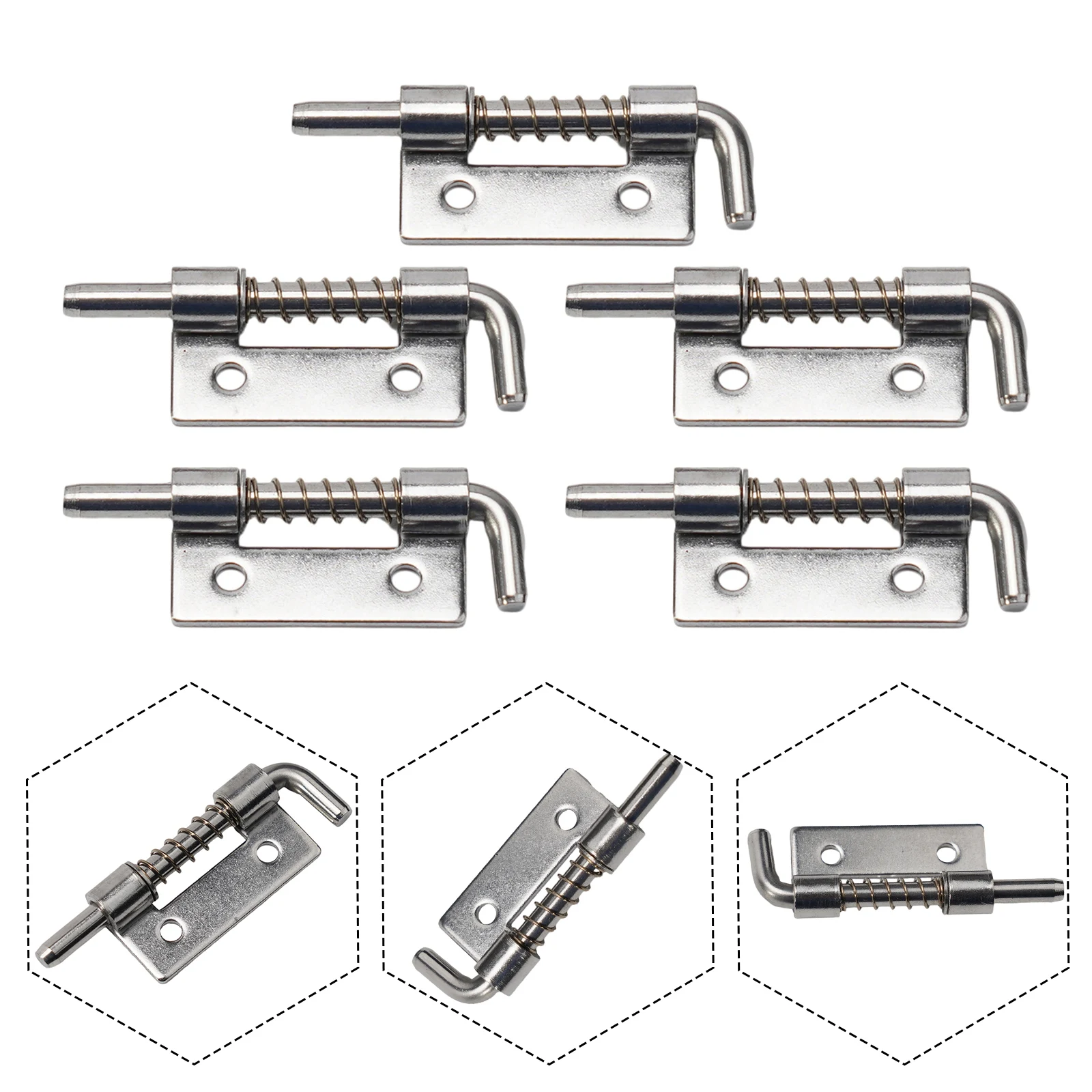 Stainless Steel Spring Loaded Latch Pin Tone 5 Pcs And Cabinets Applications On Bolt Cabinet Chests Hinges Easily