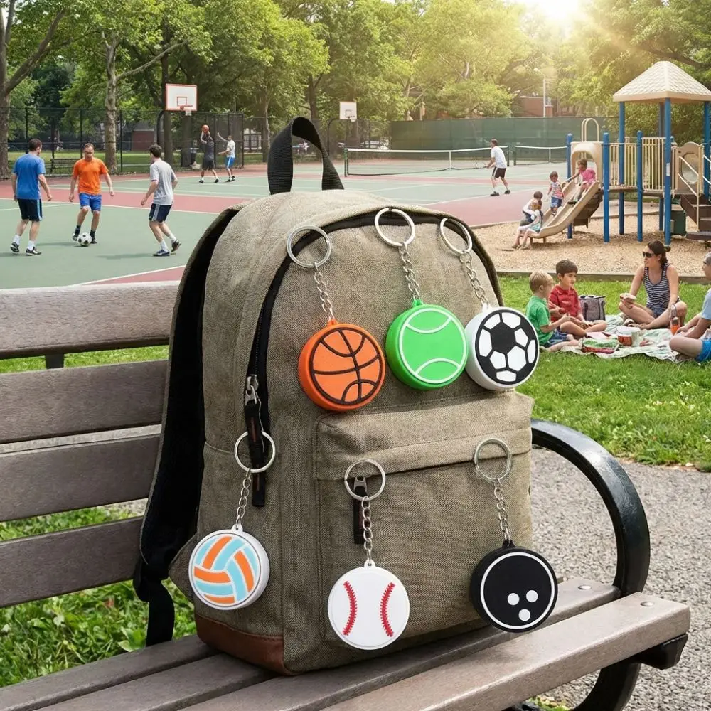 3D Printed Sports Balls Clicker Key Chain Sport Theme Basketball Baseball Button Balls Key Chain Cartoon Football Tennis