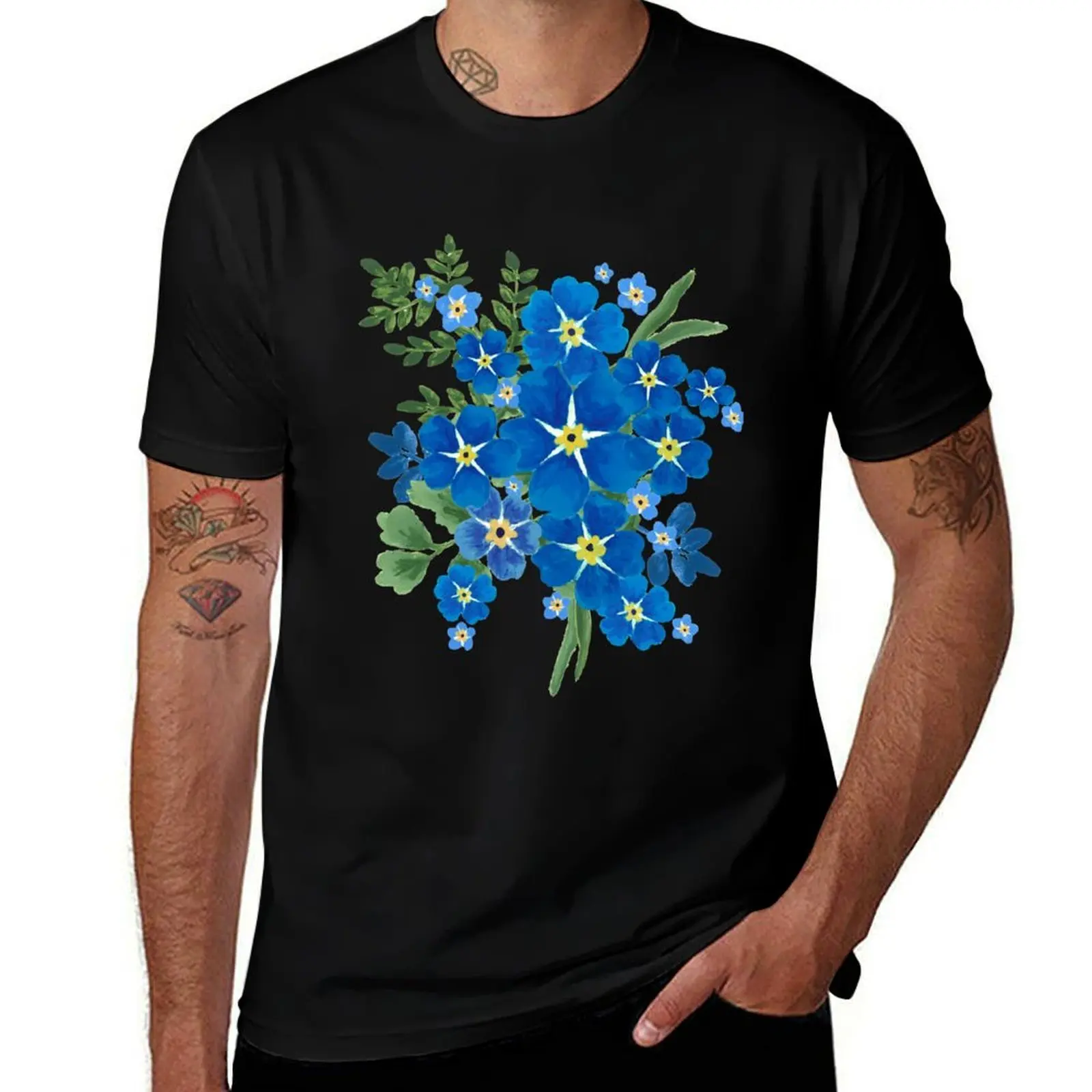 Forget Me Not Bouquet I T-Shirt Big and Tall Basic Tee Shirt T-Shirt