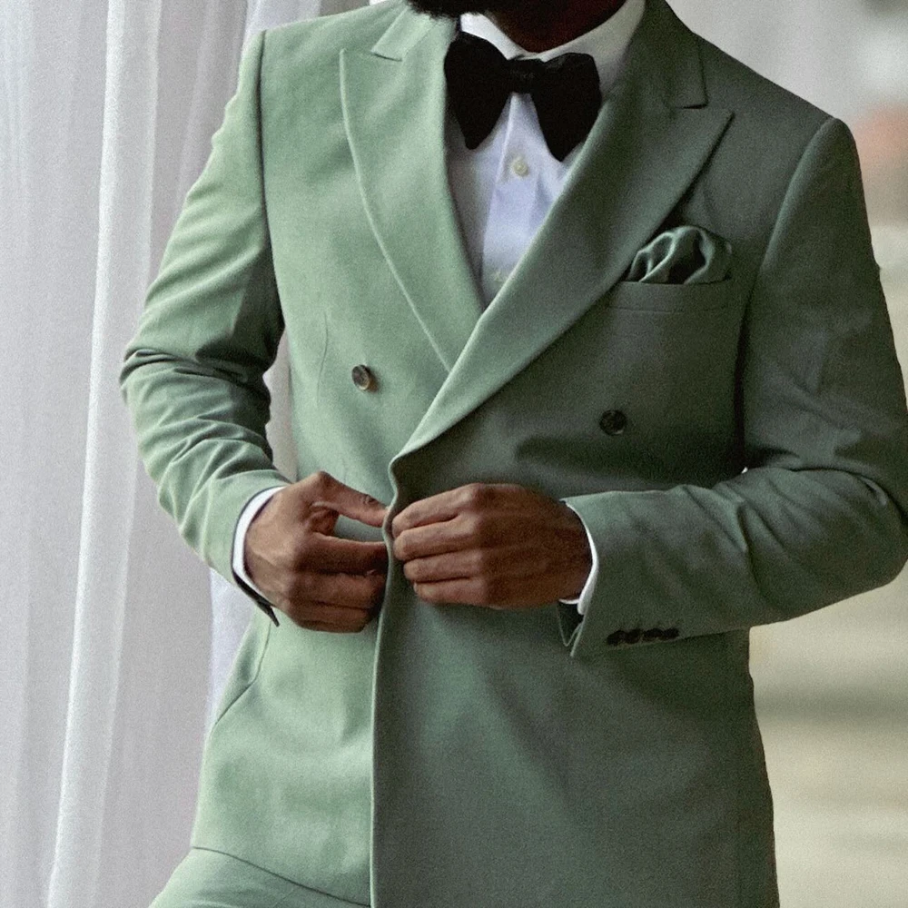 

High Quality Men's Suits Velvet Regular Length Stylish Blazer Trousers Sets Elegant Wedding Double Breasted 2 Piece Jacket Pants