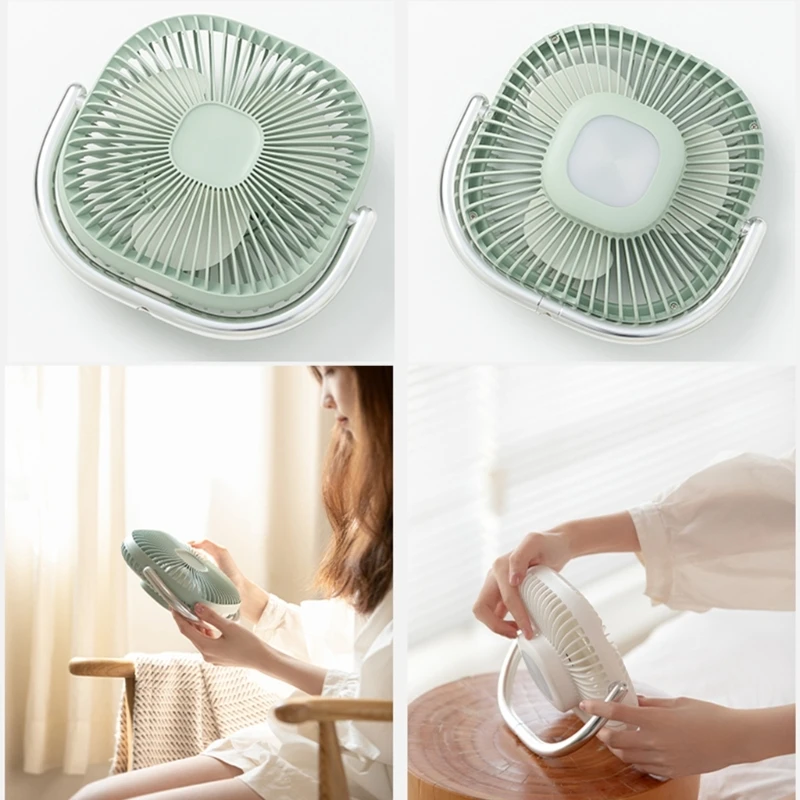 

2400mAh Compact Camping Fan with LED Lights USB Rechargeable Battery and Hanging Hook for Hiking & Picnics 896C