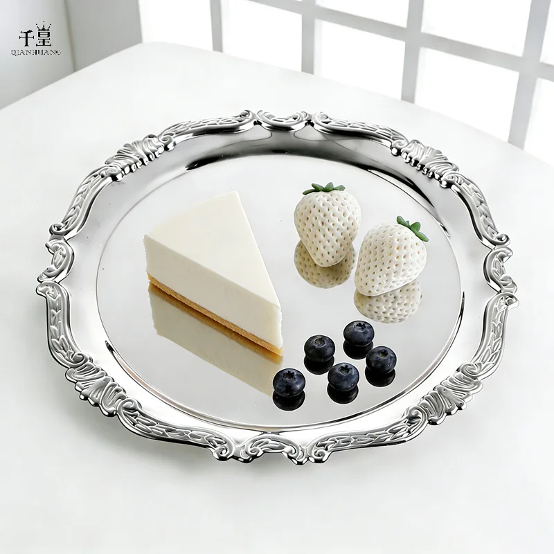french-style-304-stainless-steel-serving-tray-luxury-fruit-snack-dessert-plate-cake-display-tray-tea-cup-jewelry-storage-tray