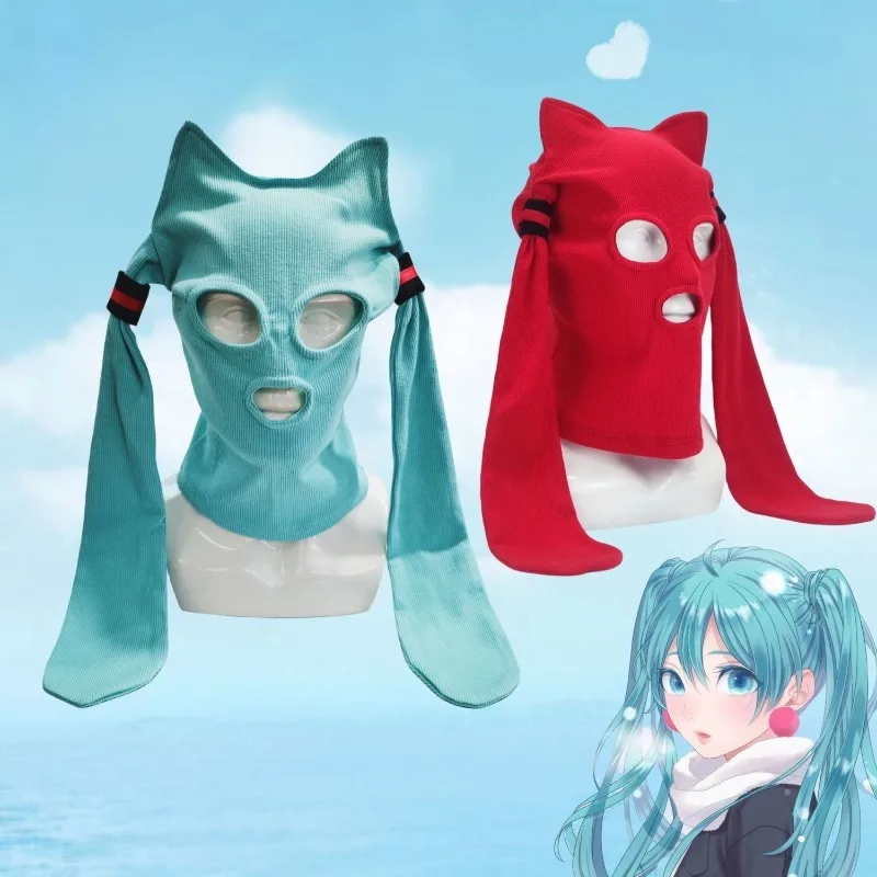 Hatsune Miku Cartoon Animation Creative Cosplay Trendy Headgear Game Hat Community Necessary Mask Personalized Warm Fashion Gift