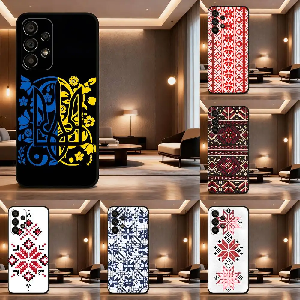

Ukraine Ornament pattern Phone Case For Samsung Galaxy A73,31,32,72,41,53,52,71,22,5G,Note,J7,8,9 Soft Black Cover