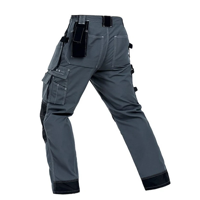 2025 New Polycotton Men Wear-resistance Multi-pockets Cargo Workwear Trousers Work Pant Black Dark Blue Army Green Grey S-5XL