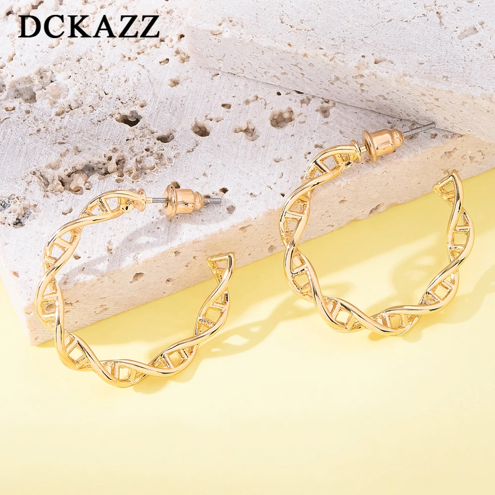 DCKAZZ Round DNA Stud Earrings Luxury French Style Exaggerated Exquisite Casual Office Commuting Women Jewelry Accessories Gift