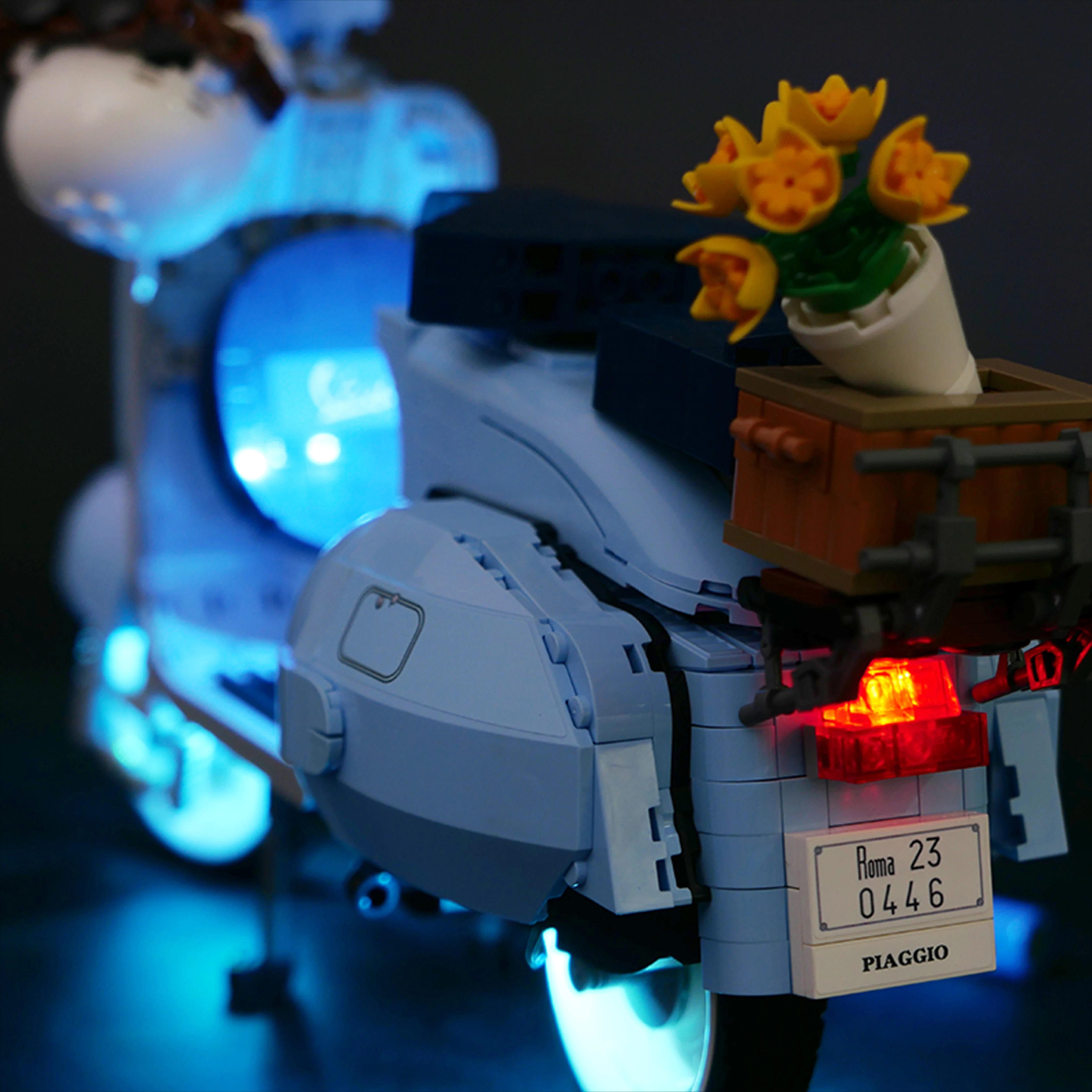 DIY LED Light Kit for 10298 Scooter Motorcycle Building Block Model Remote Control Lighting Set Compatible Display Lights Only