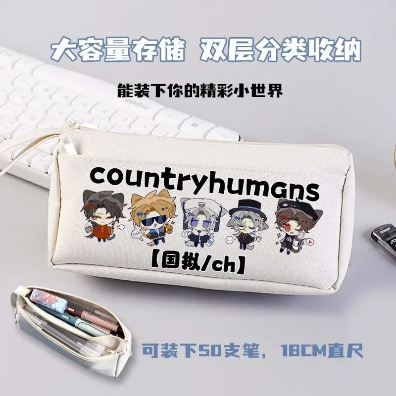 Black Cute CountryHumans Country Humans Countryball Polandball Anime Pencil Case Pen Bag,Kids Teens Pencilcase Girls Boys School