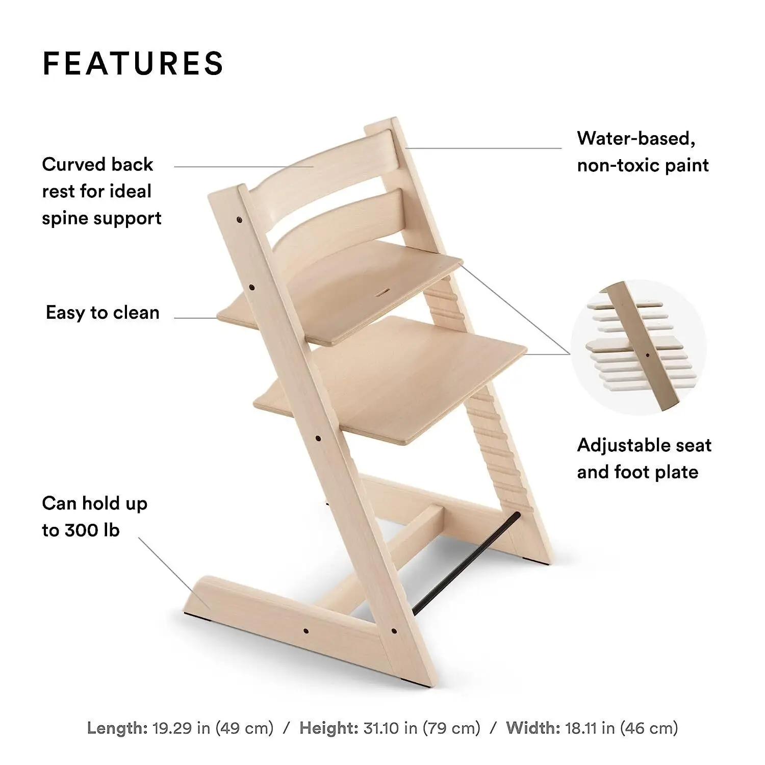 Silla de alimentación para bebé, comedor de madera maciza, alta, multifuncional