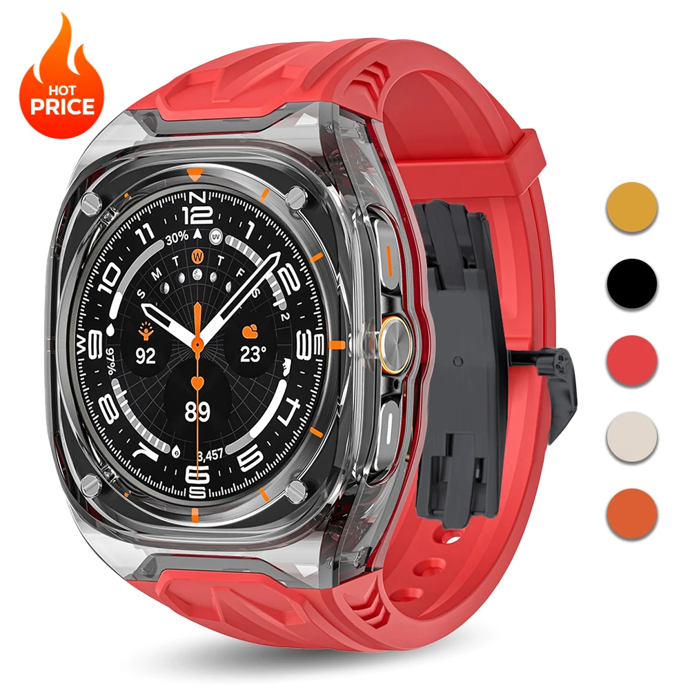 Pulseira esportiva com fecho borboleta para Samsung Galaxy Watch 7 Ultra47mm Capa transparente TPU para GALAXY ULTRA 7 Capa protetora