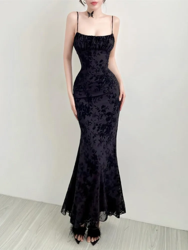 Sukienki na imprezę dla kobiet, seksowne, eleganckie, modne sukienki wieczorowe na bankiet, sukienki na ramiączkach spaghetti, bez pleców, francuskie, dopasowane, modne.