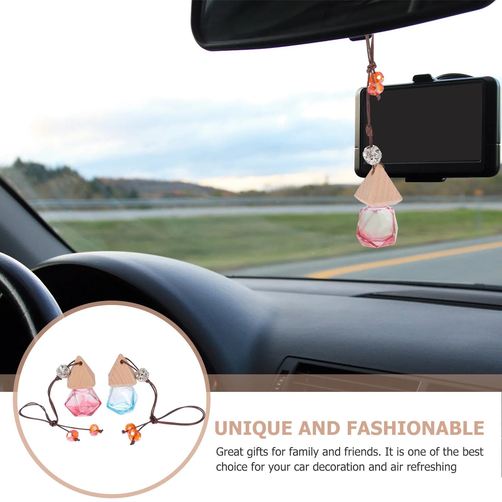 

2 Pcs Car Aromatherapy Bottle Hanging Air Freshener Perfume Interior Diffuse Bottles
