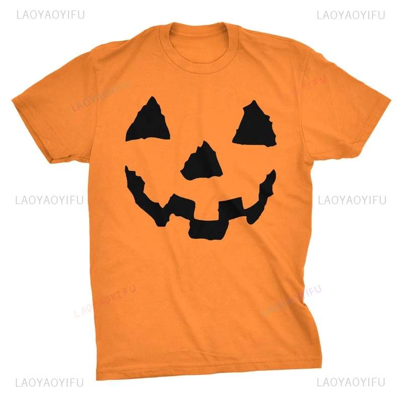 Pumpkin Face Halloween Man Creative Graphic T Shirts All Saints' Day Jack-O-Lantern Woman Cotton T-shirt Trick or Treat Tops Tee