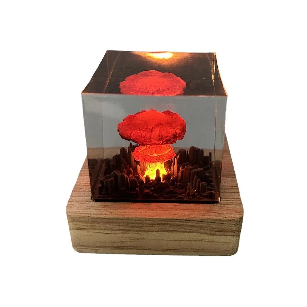 Creative Nuclear Explosions Mushroom Cloud Lamp Mushroom Cloud Night Light Resin Mushroom Cloud Night Light Atomic Blast Lamp