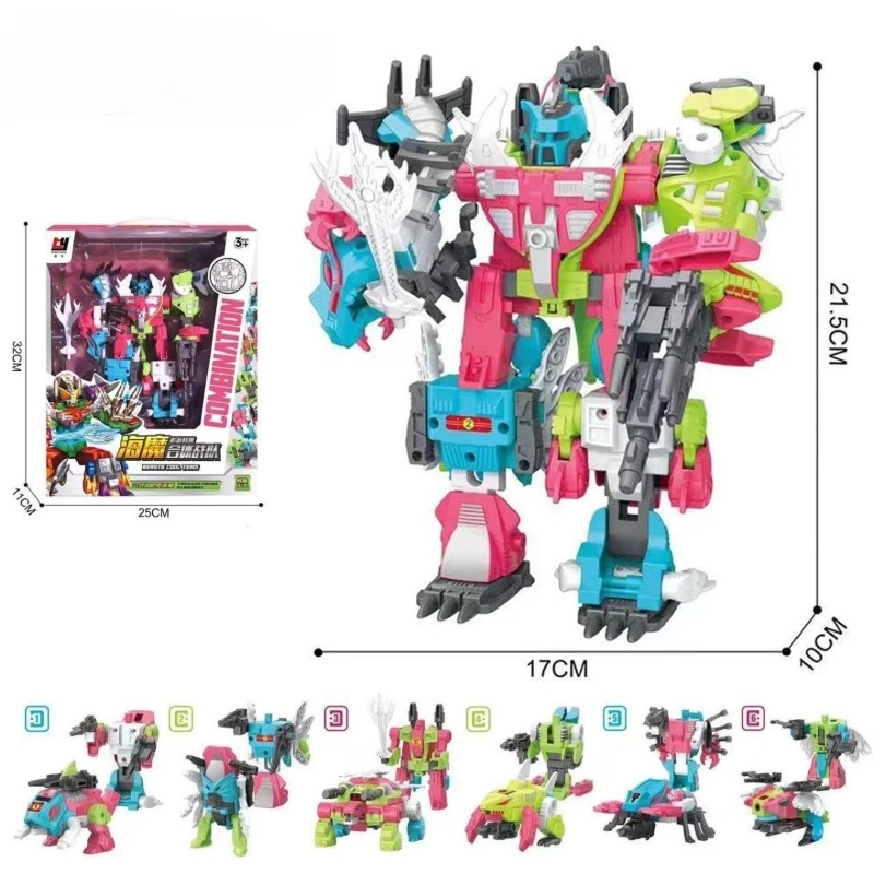 

6 IN 1 Sea Monster Deformation Action Figure Transforming Robot Toys and Leisure Boys Children Toy Collect DIY Modeling Gift