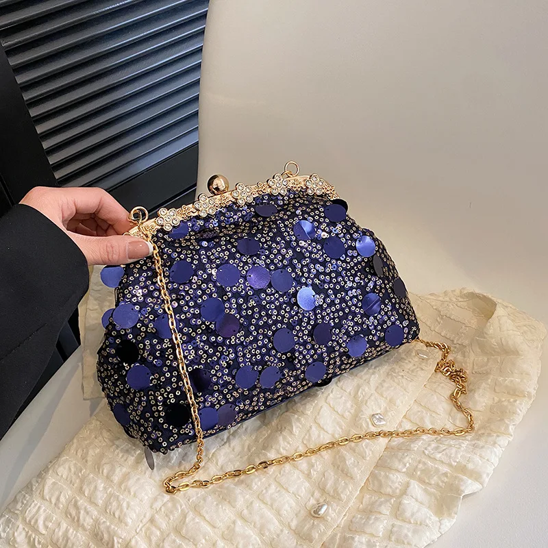 

Sequins Evening Clutch Bag Fashion Evening Bags Chain Strap Bling Shoulder Bag Large Capacity Top Handle Purse for Wedding Party