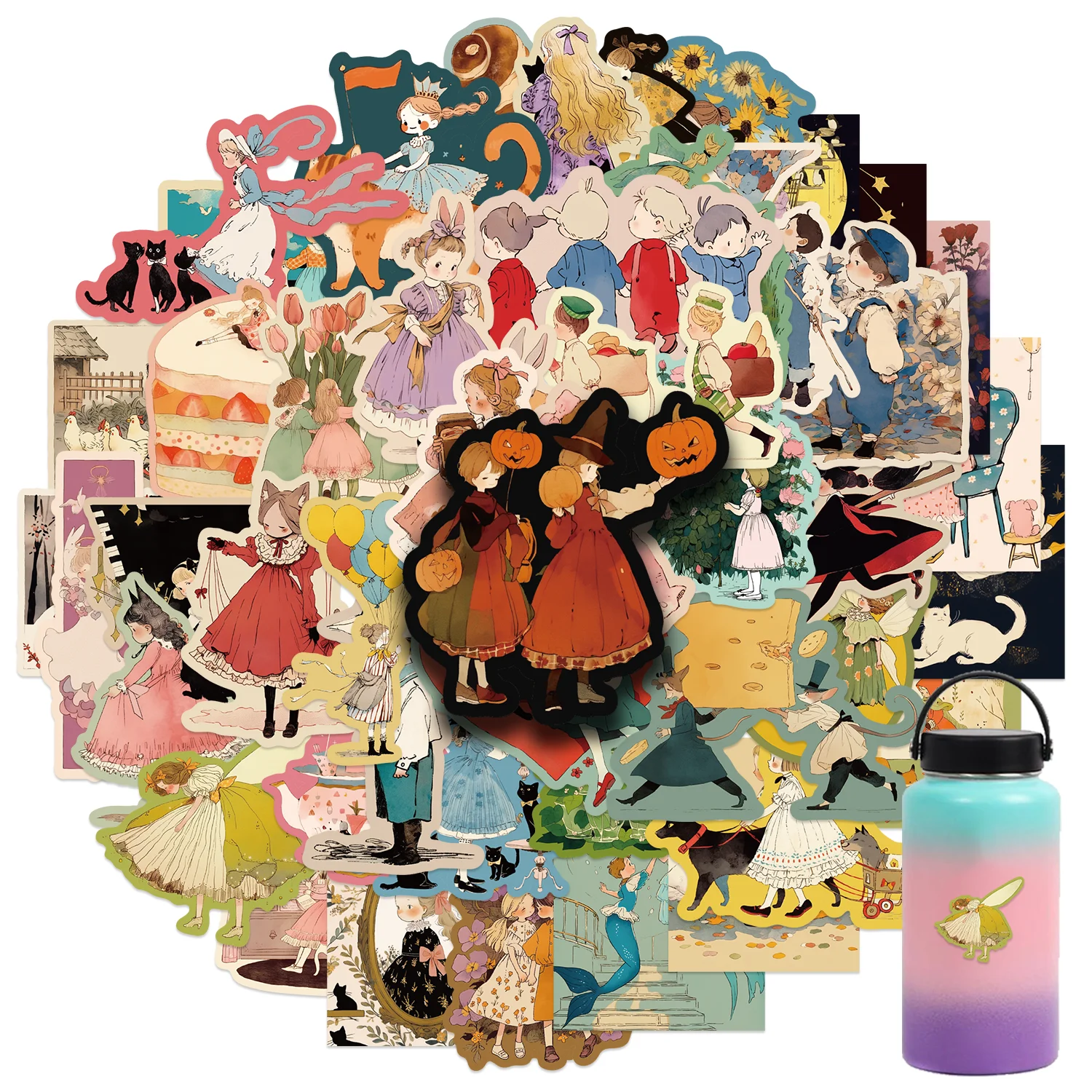 

50PCS Colorful Fairy Tale Cute Alice in Wonderland Vinyl Stickers for Water Bottle Laptop Skateboard Scrapbook Luggage Kids Toy