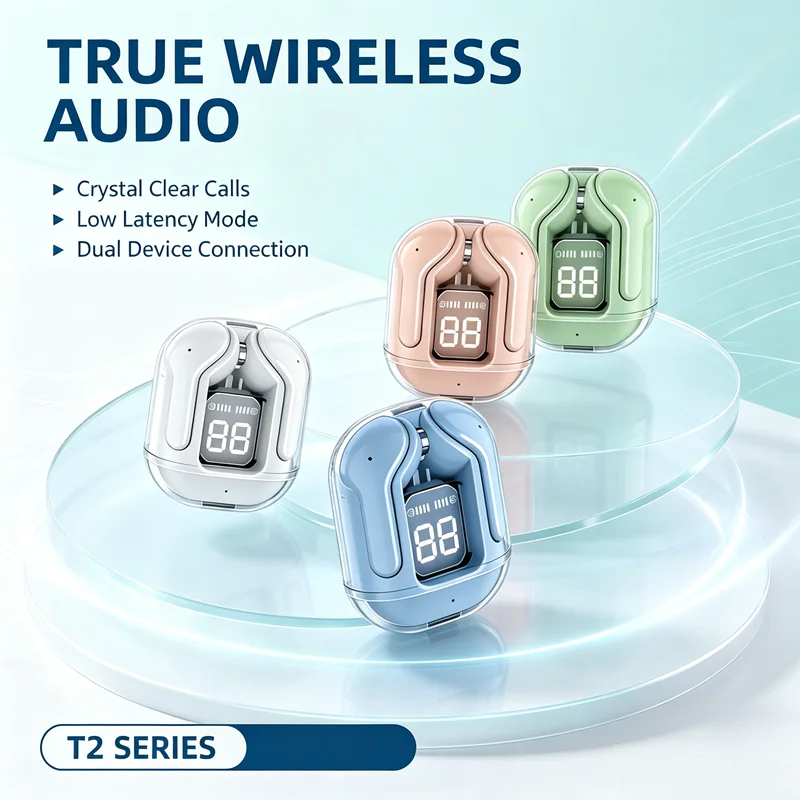 Tws Earbuds Bluetooth 5.3 - سماعة رأس لاسلكية شفافة بتقنية TWS،