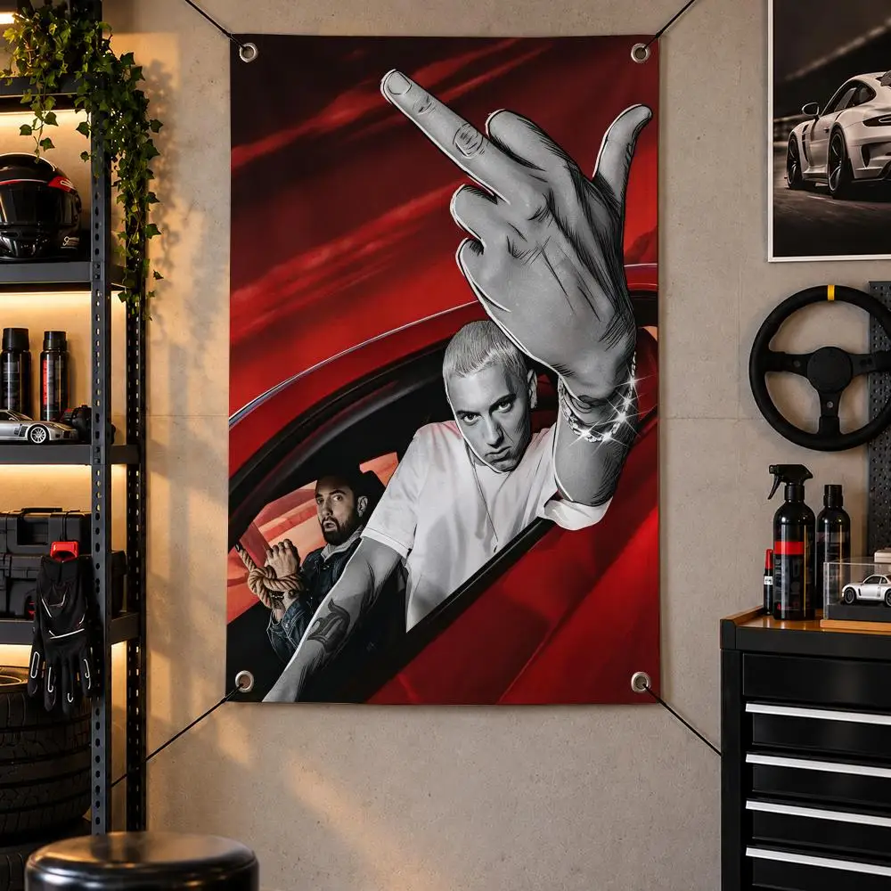 Singer Rap E-Eminem Flags Vertical FlagTapestries Gaming Room Repair Shop Garage Lounge Bedroom Garden Bar
