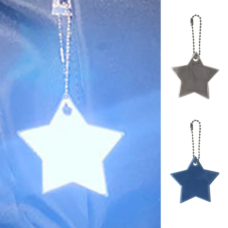 Color Star Reflective Keychain Night Running Safety Reflector Jackets Backpack Strollers  Keyrings Pendant Christmas Tree Decor