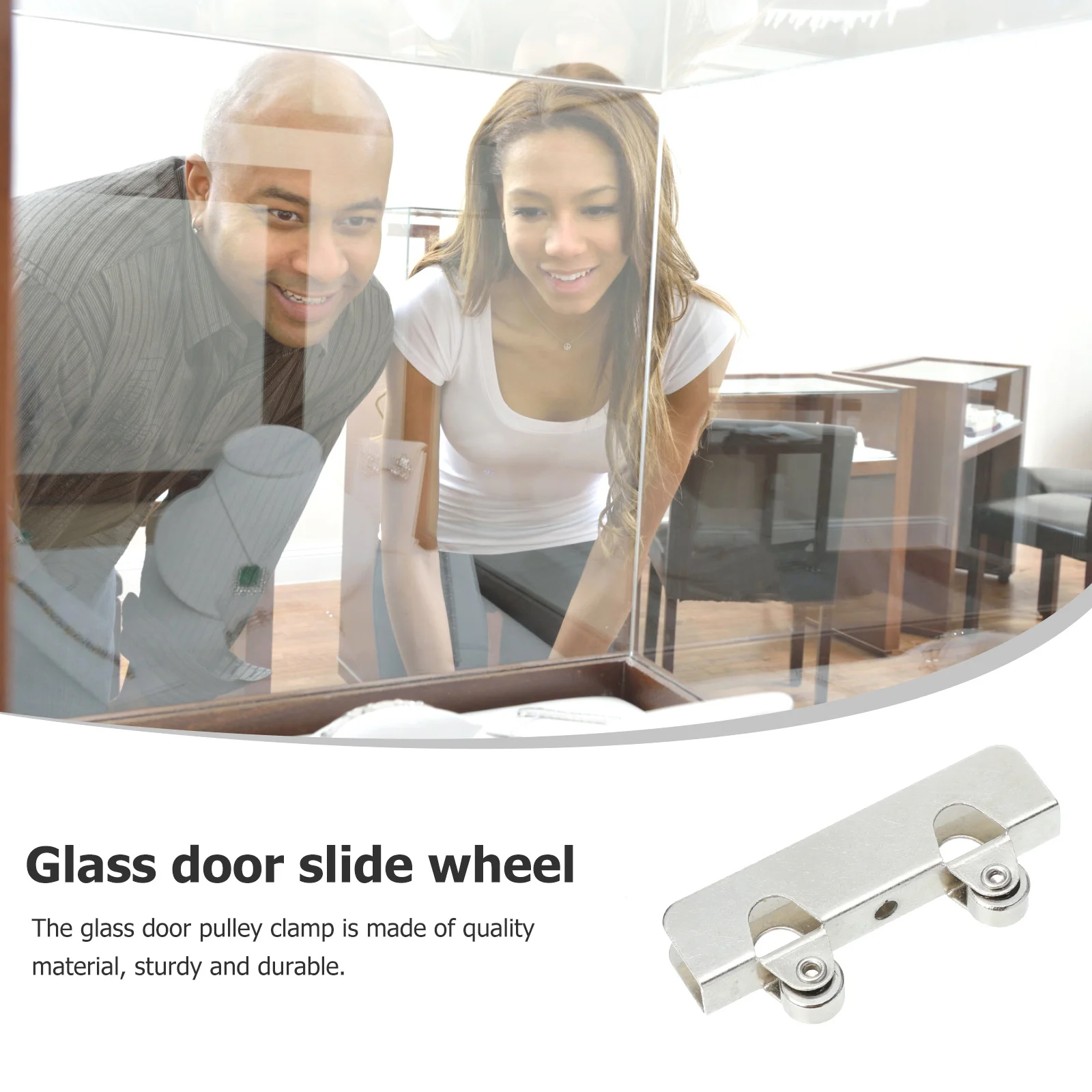 

20Pcs Glass Door Pulley Clamp Double Rollers Glass Clamps Sturdy Cold Rolled Steel for Display Cabinet Bookcase Use