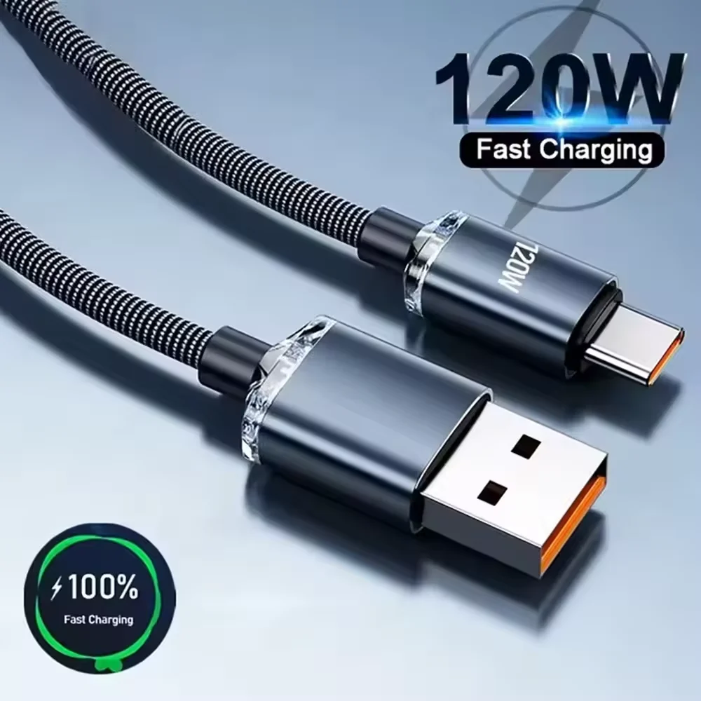 120W USB C Cable 6A Super Fast Charge Cable Phone Charger Type C Wire For Samsung Xiaomi Huawei 0.25M/1M/2M USB Type C Data Cord