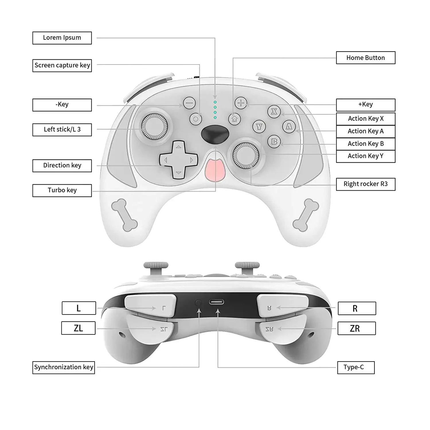 وحدة تحكم ألعاب احترافية لاسلكية لنينتندو سويتش/سويتش لايت تصميم جرو بديل وظيفة الاستيقاظ اهتزاز توربو مزدوج