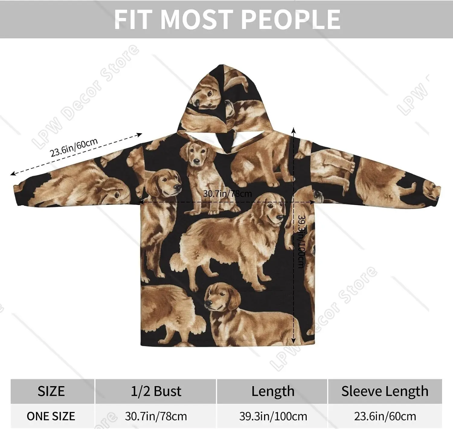 Golden Retrievers Print Blanket Hoodies For Women Men Adult Teen Wearable Hooded Sweatshirt With Pocket