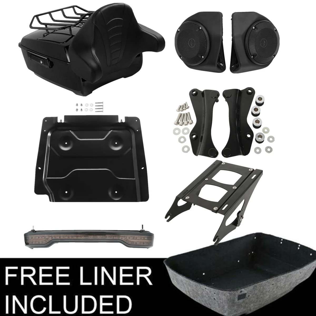 

Motorcycle King Pack Trunk Speakers Mount Docking Pad For Harley Tour Pak Touring Road King 2014-2024