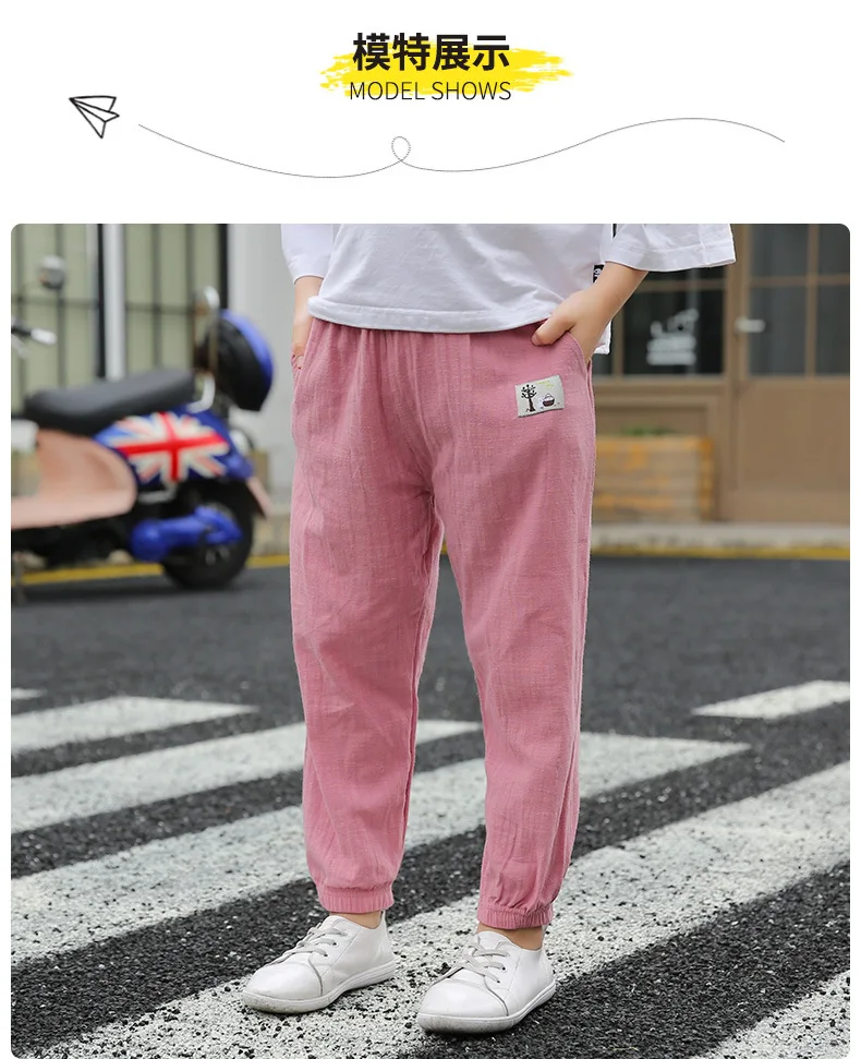 Mückensichere Kinderhose aus Reiner Baumwolle Sommerliche Dünne und Lockere Kinder-Laternenhose Lässige Hosen für Jungen und Mädchen – Detail 11