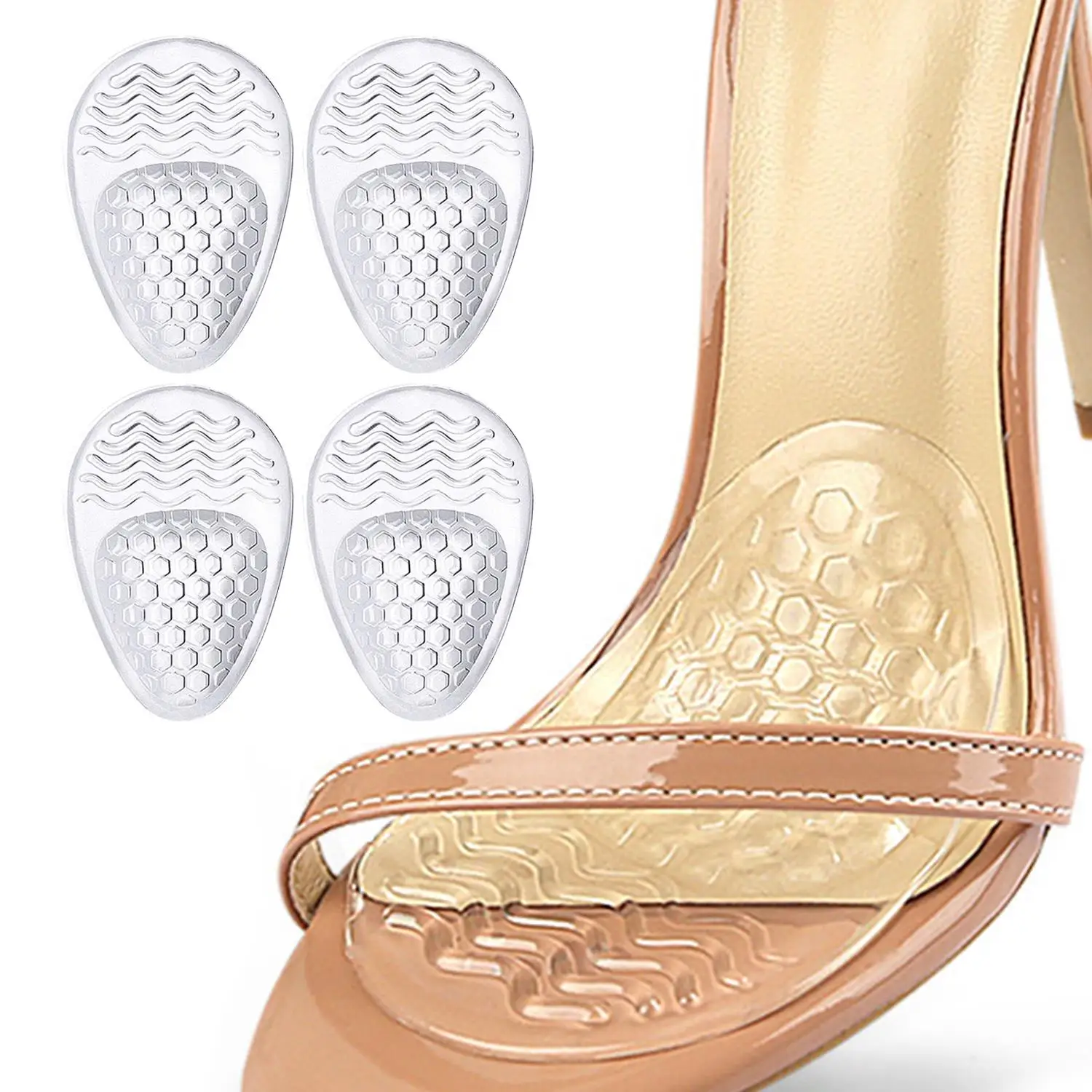 

2 Pairs Forefoot Pads for Sandals High Heels Silicone GEL Invisible Half Size Pads Non-slip Stickers Thickened Self-adhesive New