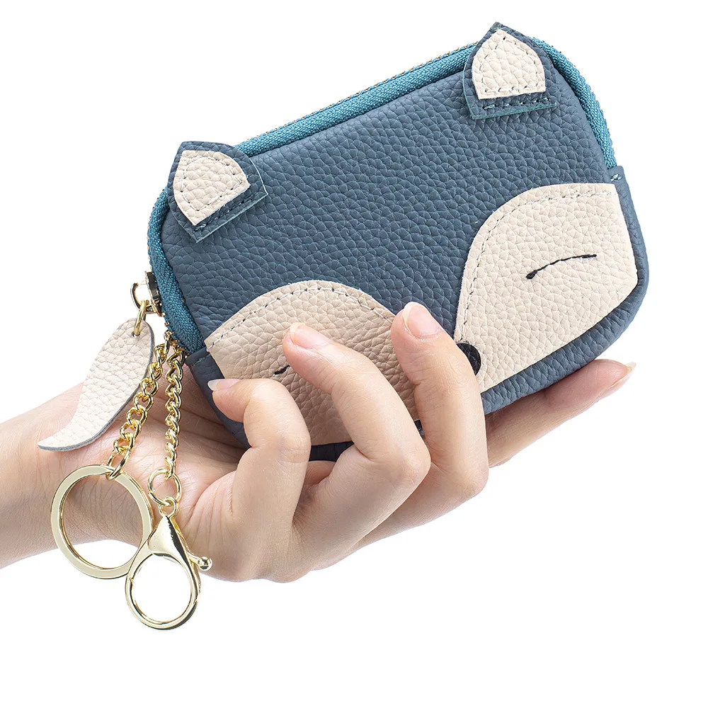 Fashion Woman WalletbGenuine Leather Lipstick Coin Storage Small Bag Lady Coin Purse Layer Cowhide Cartoon Cute Coin Purse