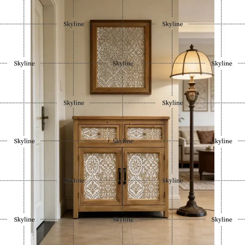 for Wooden Retro Carved Large Cabinet Dining Side Storage Craft Furniture Beautiful Antique