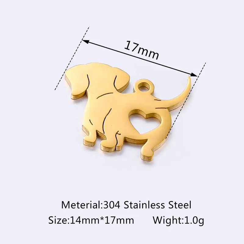 10pcs/lot 14*17mm Stainless Steel Lovely King Charles Hound Dog Charms Family Tewelry Pendants DIY Necklace Jewelry Making